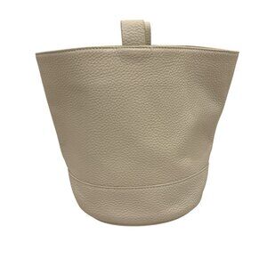 Simon Miller Beige Pebbled Leather Bonsai Bucket Bag Top Handle Medium Logo